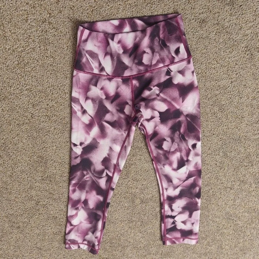 Lululemon Athletic Wear Womens 4 Purple Pink Tank Top And Leggings Tie Dye‎ Yoga